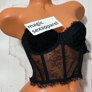 VS 34B 34D DREAM ANGELS LONGLINE BUSTIER BRA CHANTILLY LACE BONED